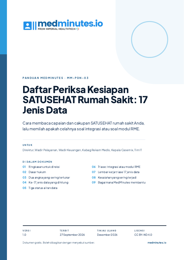 Sampul Daftar Periksa Kesiapan SATUSEHAT Rumah Sakit: 17 Jenis Data