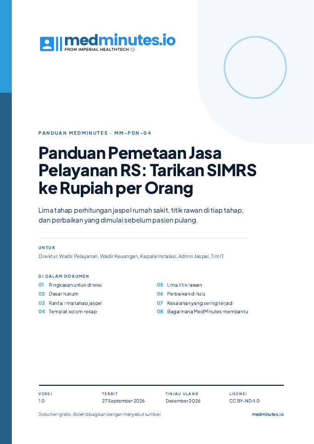 Sampul Panduan Pemetaan Jasa Pelayanan RS: Tarikan SIMRS ke Rupiah per Orang