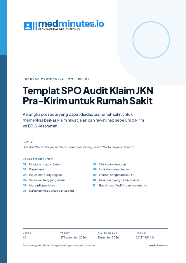 Sampul Templat SPO Audit Klaim JKN Pra-Kirim untuk Rumah Sakit